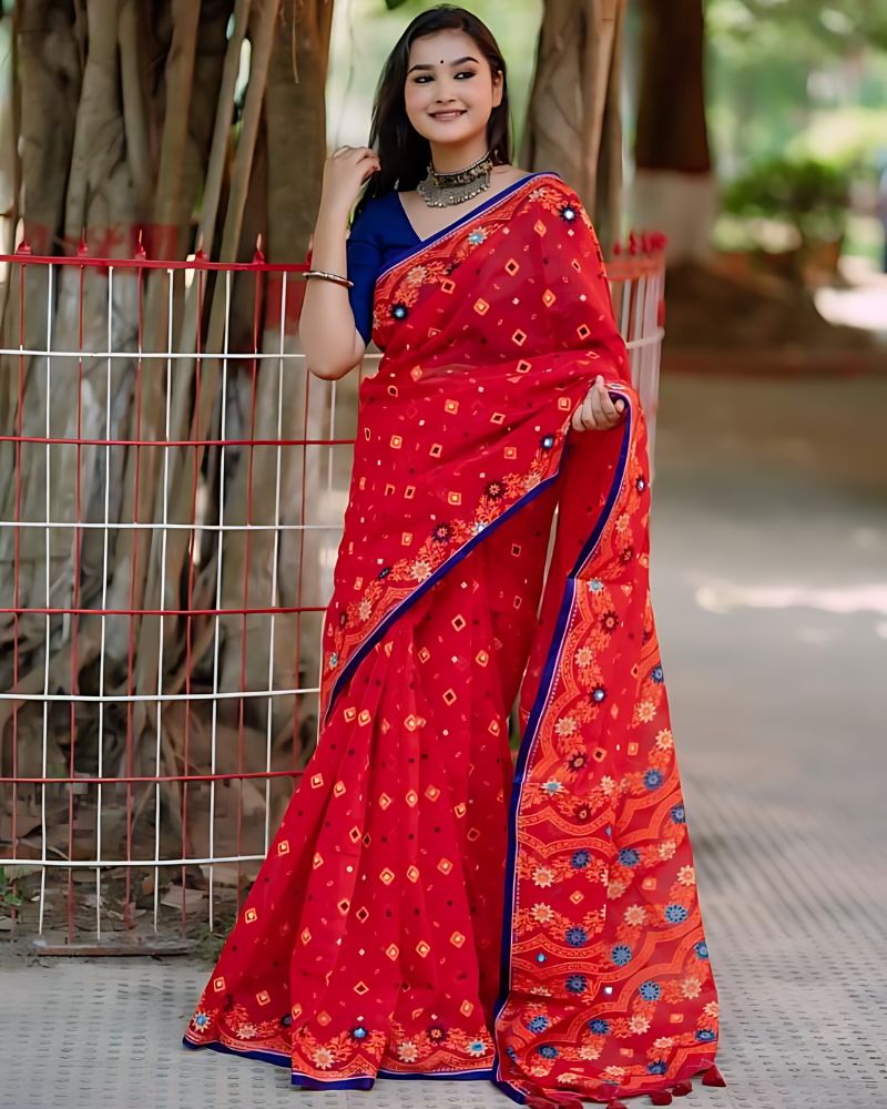 Red Half Silk Boutique Saree
