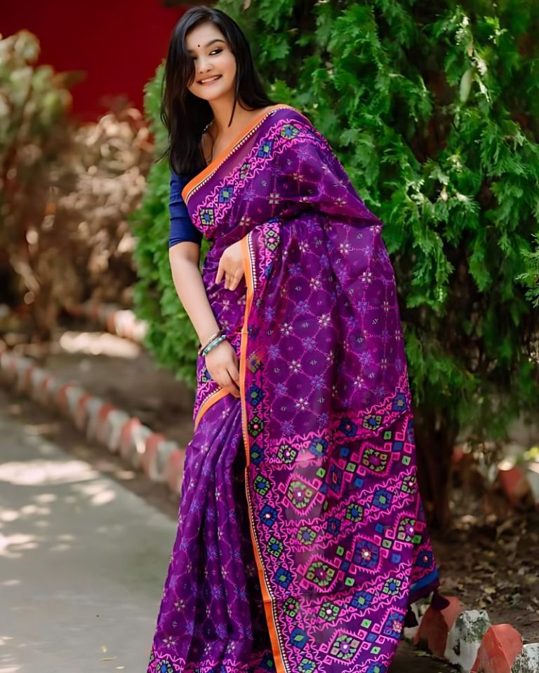Purple Half Silk Boutique Saree
