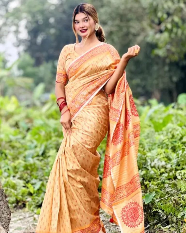 Premium Mustard Half Silk Boutique Saree