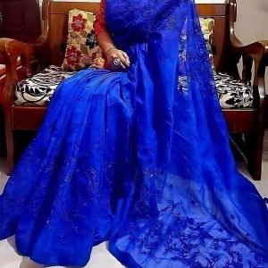 Semi Muslin Embroidery Work Saree ES-08-Giftara