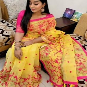 Semi Muslin Embroidery Work Saree ES-10-Giftara