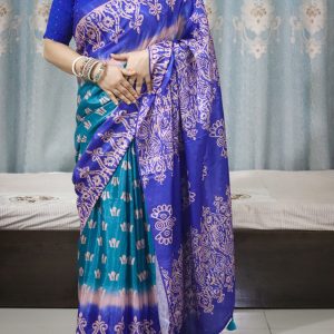 Kashmiri Digital Print Chanduri Silk Saree