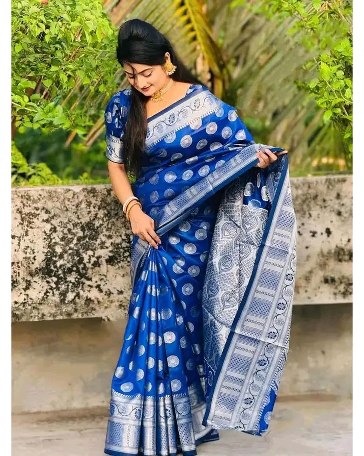 Blue Soft silk katan saree