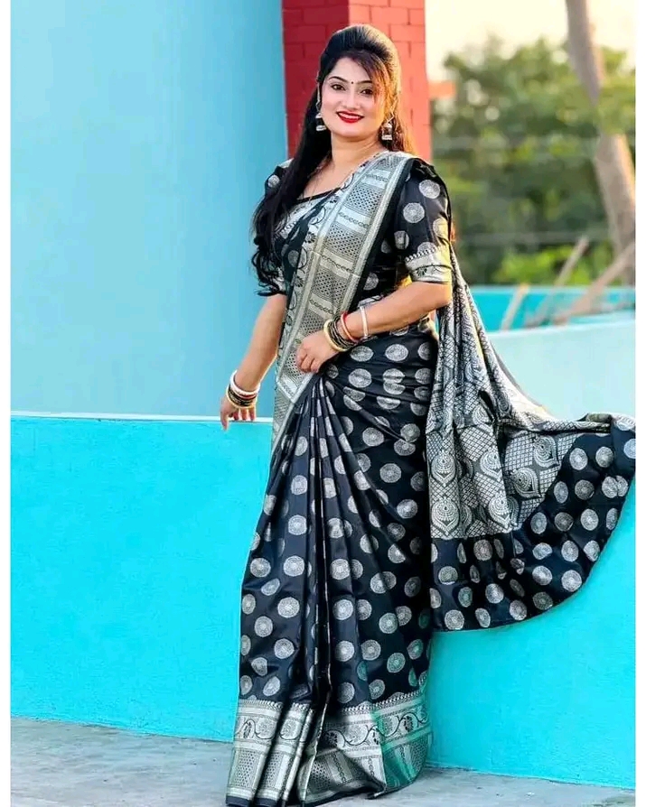 Black soft silk katan saree