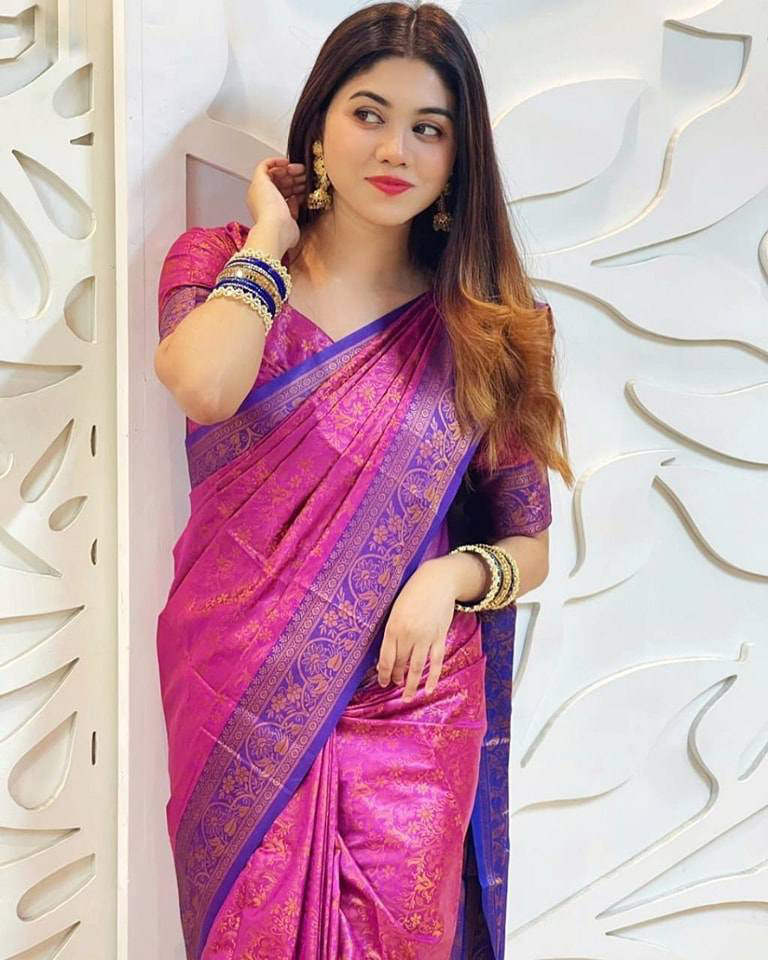 Soft silk pink katan saree
